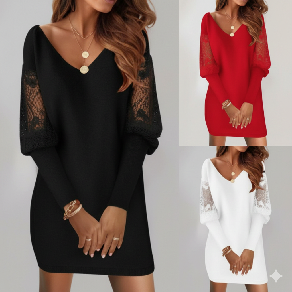 Mini Dress Iconico- Abito con maniche in Pizzo